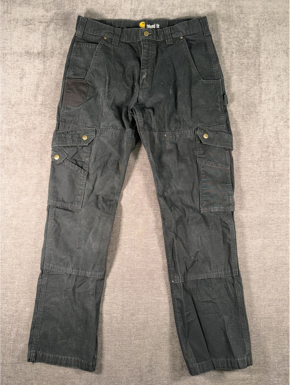 Carhartt Relaxed Fit Black Cargo Work Pants Size 33x32